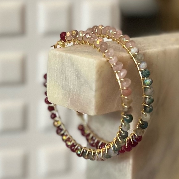 Hoop Earrings - Beautiful Seed Beads - Picture 7 of 7